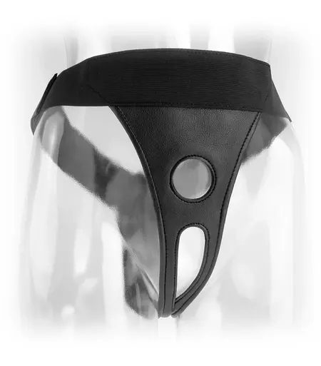 FFS Adjustable Open-Crotch Harness Black, Universal Waist, Vinyl Finish