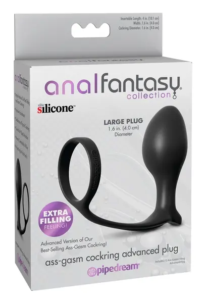 AFC Ass-Gasm Advance Silicone Intimate Ring & Plug 10.1cm Black