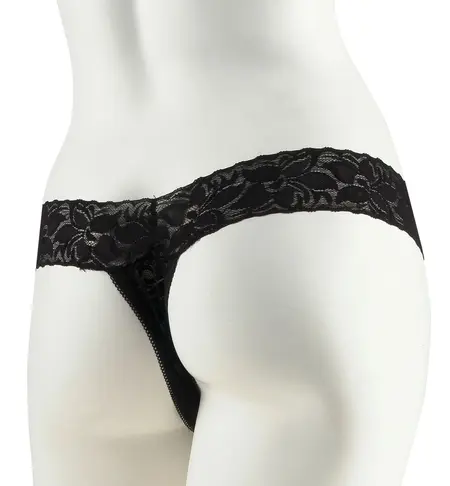 Fantasy For Her RC punjiva vibrirajuca čipkana gaćice XS-M Crna