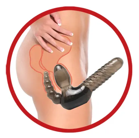 FFS Strapless Intimate Machine Duo Plug System TPE 18 cm Black