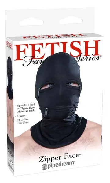 Fetish Fantasy Series Zipper Face Hood Crna - Fleksibilna prozračna maska