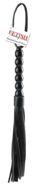 FFS Beaded Cat-o-Nine Tails Intimni flogger 22cm Crna PU drška