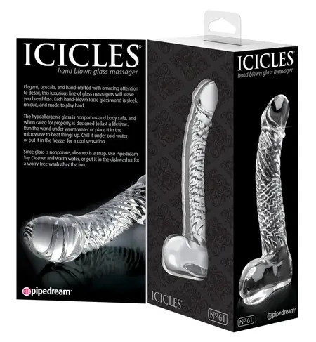 Pipedream Icicles No. 61 Stakleni intimni masažer 16.5cm Transparentan