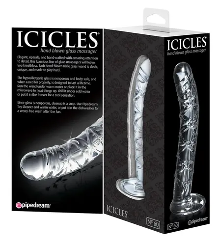 Pipedream Icicles No. 60 Ručno duvani stakleni masažer 16.5cm Providni
