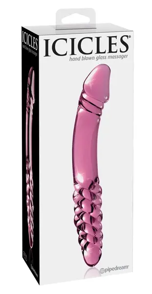 Pipedream Icicles No. 57 Ružičasti stakleni intimni masažer 12 cm