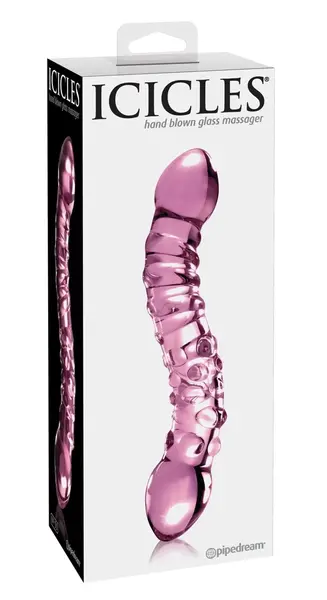 Pipedream Icicles No. 55 Ružičasti stakleni intimni masažer 19.5cm