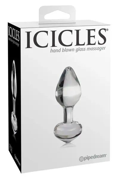 Pipedream Icicles No. 44 Stakleni masažni čep 8 cm Transparentan
