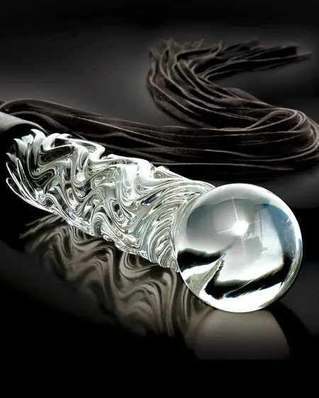 Pipedream Icicles No. 38 Glass Massage Wand with Leather Tassels 63cm Blue