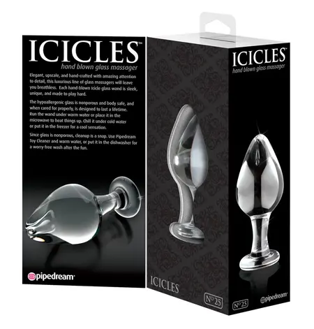 Pipedream Icicles No. 25 Glass Massage Plug 9 cm Transparent