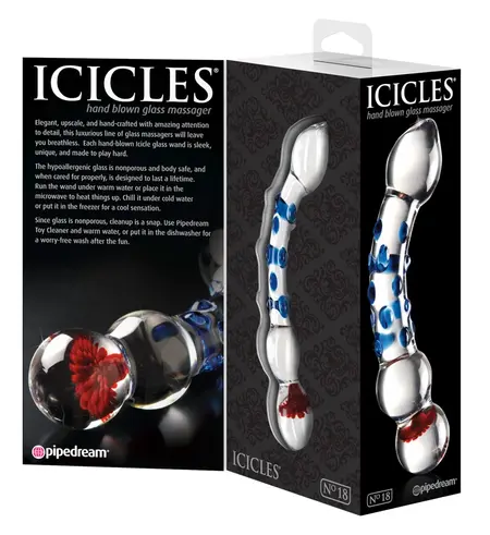 Pipedream Icicles No. 18 Glass Massage Wand Clear/Blue 17.5 cm