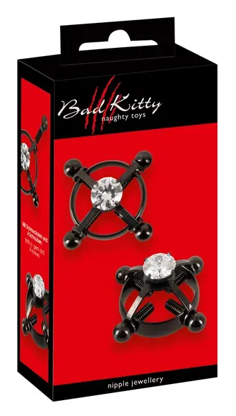 Bad Kitty Shiny Star Adjustable Black Nipple Jewelry - 2 Pieces
