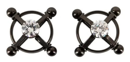Bad Kitty Shiny Star Adjustable Black Nipple Jewelry - 2 Pieces