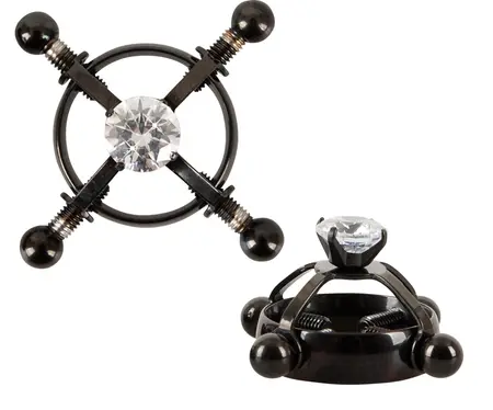 Bad Kitty Shiny Star Adjustable Black Nipple Jewelry - 2 Pieces