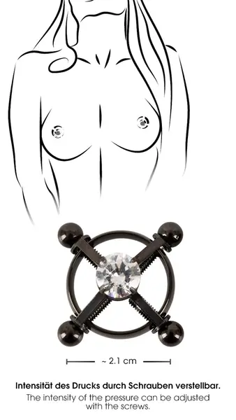 Bad Kitty Shiny Star Adjustable Black Nipple Jewelry - 2 Pieces