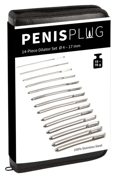 Penisplug Stainless Steel 14-Piece Urethral Expander Set with Case