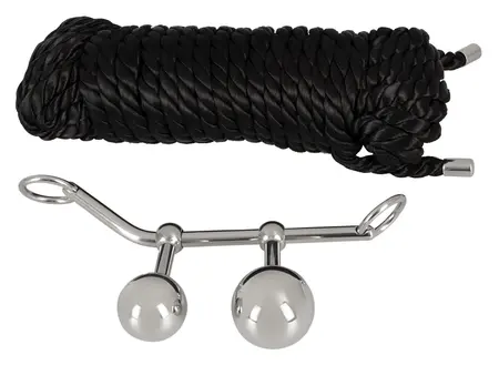 You2Toys Adjustable Dual Plug Set with 10m Bondage Rope, Metal & Polyester