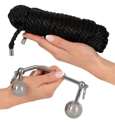 You2Toys Adjustable Dual Plug Set with 10m Bondage Rope, Metal & Polyester