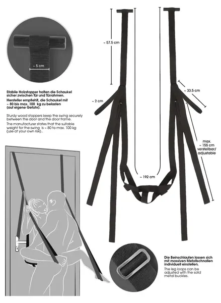 Bad Kitty Door Intimate Swing System, Adjustable, Black, Max 100kg