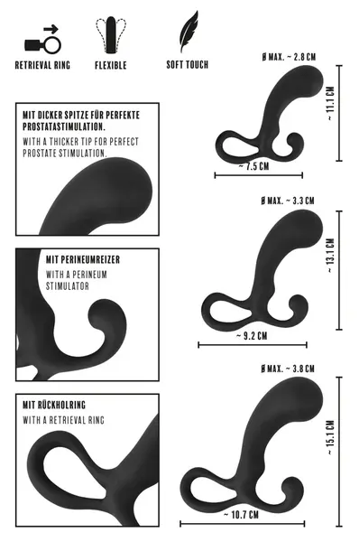 Rebel Prostate Plug Set 3-Piece - Ergonomic Silicone Anal Training Kit
