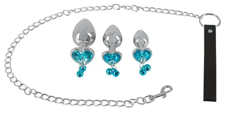 You2Toys Aluminium Plug Set 3 Sizes with Decorative Leash, Silver