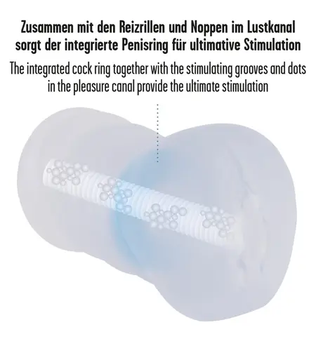 Stroker Transparent Intimate Device with Integrated Flexible Ring 15.5cm