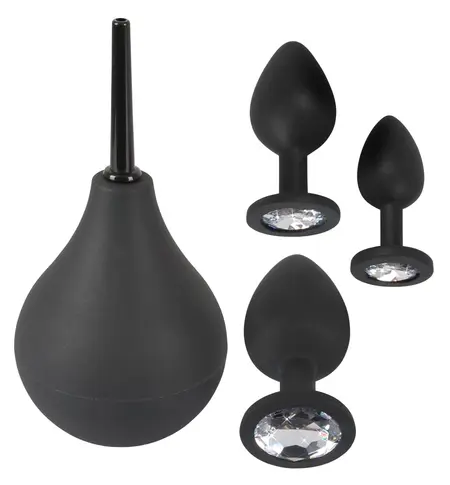 Black Velvets Anal Kit - Silicone Set with Douche and Decorative Plugs