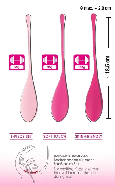 Sweet Smile Kegel Training Balls Set 3 pcs Silicone Graduated Weights