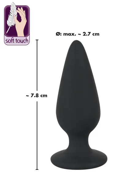 Black Velvets Intimate Plug S 40g Silicone, Tapered Shape, Black