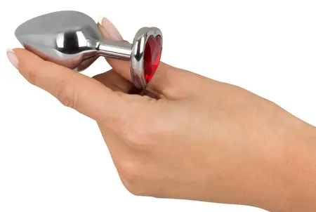 You2Toys Diamond Plug Medium - Aluminium Heart Red Gem 8.2 cm