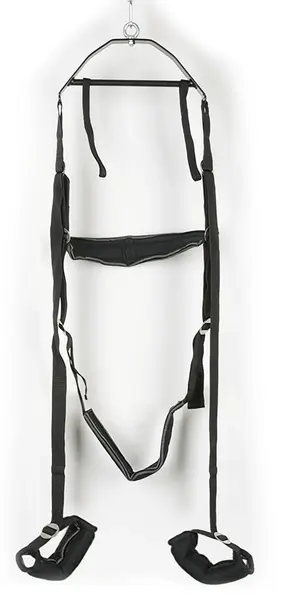Bad Kitty Adjustable Intimate Swing with Flogger & Blindfold Set, Black