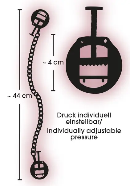 You2Toys Adjustable Nipple Clamps with Lightweight Metal Chain 44cm