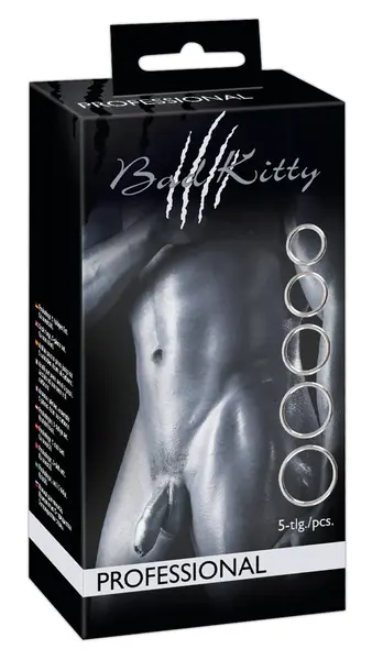 Bad Kitty Professional 5-Piece Metal Ring Set - Polished Carbon Steel