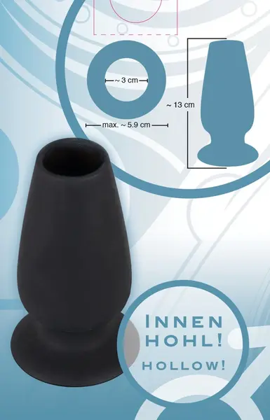 You2Toys Lust Tunnel Plug XL Black Silicone Open-Channel 13cm