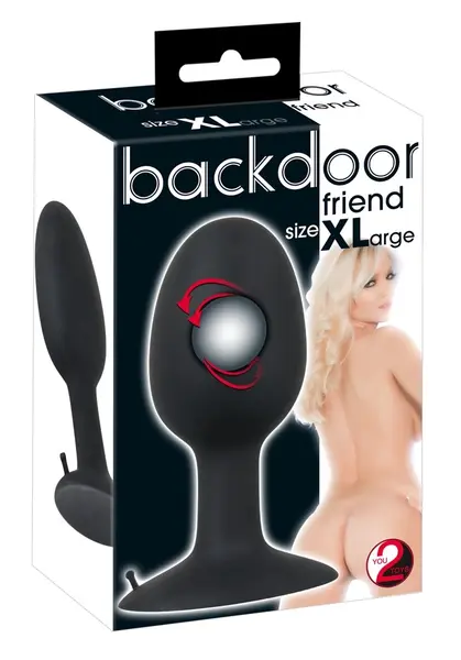You2Toys Backdoor Friend XL Silicone Plug with Rotating Ball Black 13.5cm