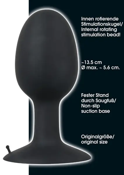 You2Toys Backdoor Friend XL Silicone Plug with Rotating Ball Black 13.5cm