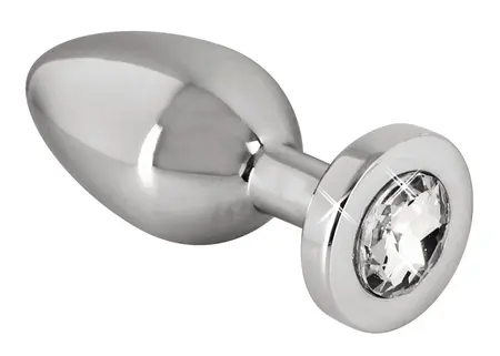You2Toys Silver Tapered Stainless Steel Plug with Clear Gem, Small 6cm