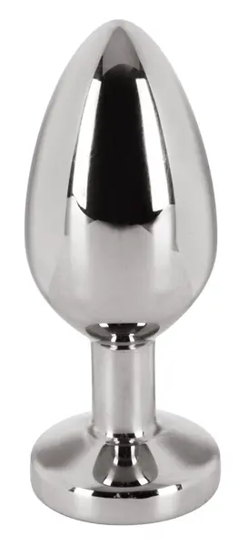 You2Toys Silver Tapered Stainless Steel Plug with Clear Gem, Small 6cm