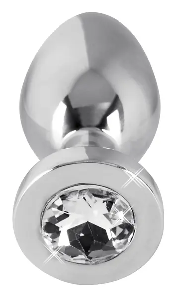 You2Toys Silver Tapered Stainless Steel Plug with Clear Gem, Small 6cm