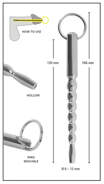 You2Toys Stainless Steel Hollow Dilator Adjustable 6-12 mm, 13 cm