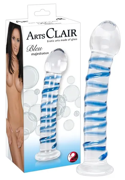 Arts Clair Bleu Glass Model Intimate Curved Spiral 18cm with Base