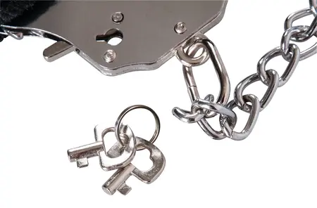 You2Toys Adjustable Furry Handcuffs with Removable Plush 44cm Chain Black