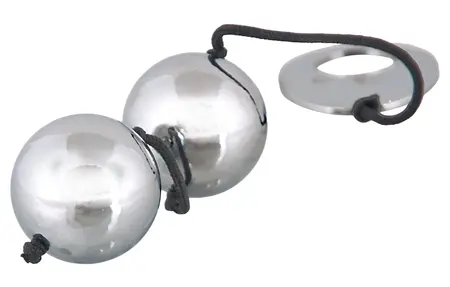 You2Toys Steel Silver Kegel Balls with Retraction Ring 3cm 2pcs