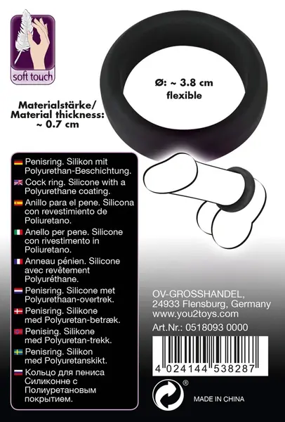 Black Velvets Silicone Ring 3.8 cm Soft Touch Flexible Black