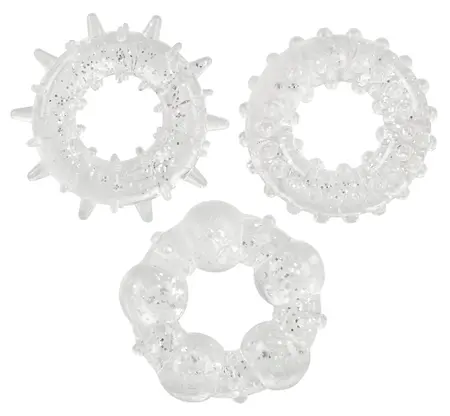 Stardust Set of 3 Glitter Silicone Power Rings, Stretchy Textures