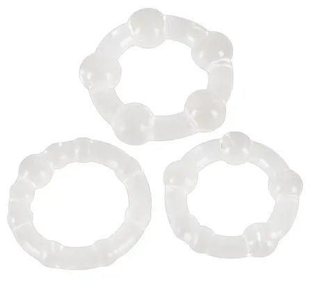 You2Toys Get Hard Clear Silicone Ring Set - 3 Sizes, Textured Surface