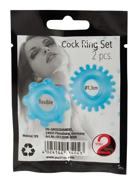 You2Toys Blue Ring Set 2 pcs - Flexible TPE with Textured Surface