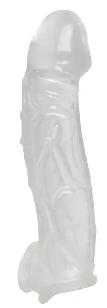 Crystal Clear Extension Sleeve with Ball Support - 23 cm, Transparent TPE