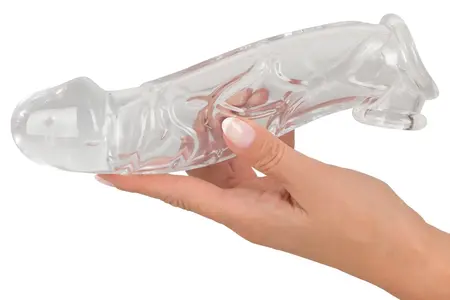 Crystal Clear Extension Sleeve with Ball Support - 23 cm, Transparent TPE