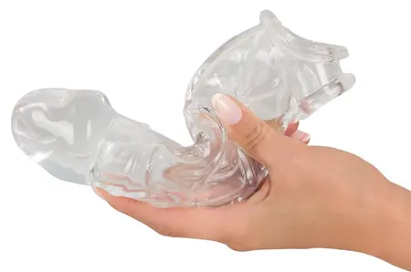 Crystal Clear Extension Sleeve with Ball Support - 23 cm, Transparent TPE