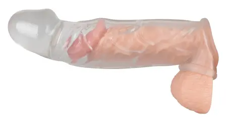 Crystal Clear Extension Sleeve with Ball Support - 23 cm, Transparent TPE
